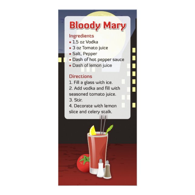 Bloody Mary Cocktail Recipe-inbjudan Reklamkort (Framsidan)