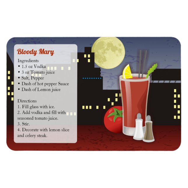 Bloody Mary Cocktail Recipe Magnet (Horisontell)