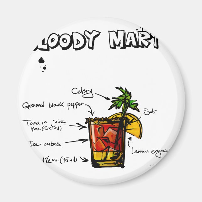Bloody Mary Cocktail Recipe Magnet (Framsidan)