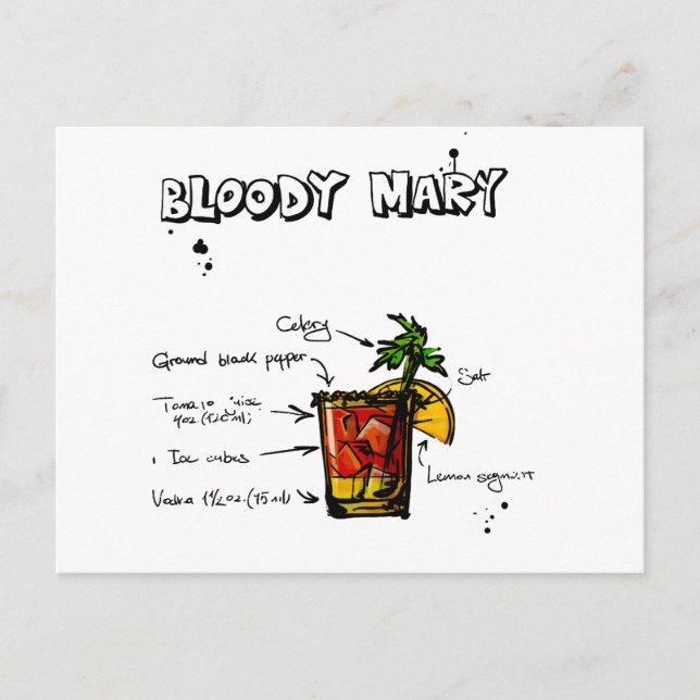 Bloody Mary Cocktail Recipe Vykort (Framsida)