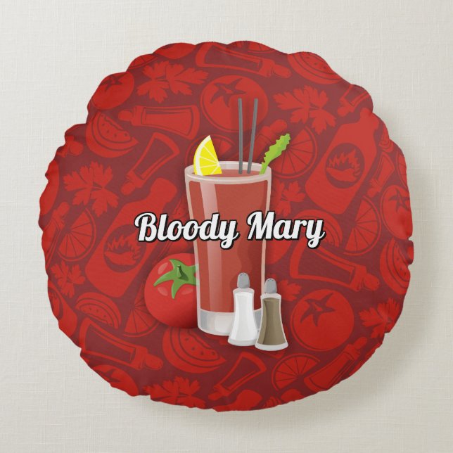 Bloody Mary Cocktail Rund Kudde (Framsidan)
