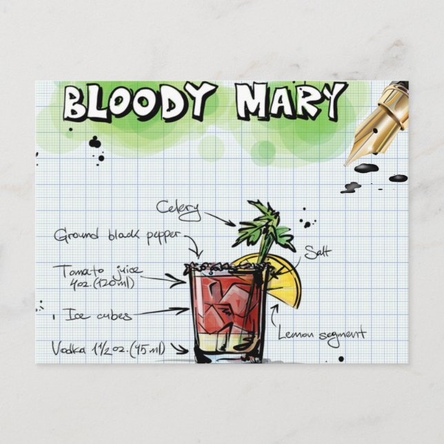 Bloody Mary Cocktail Vykort (Framsida)
