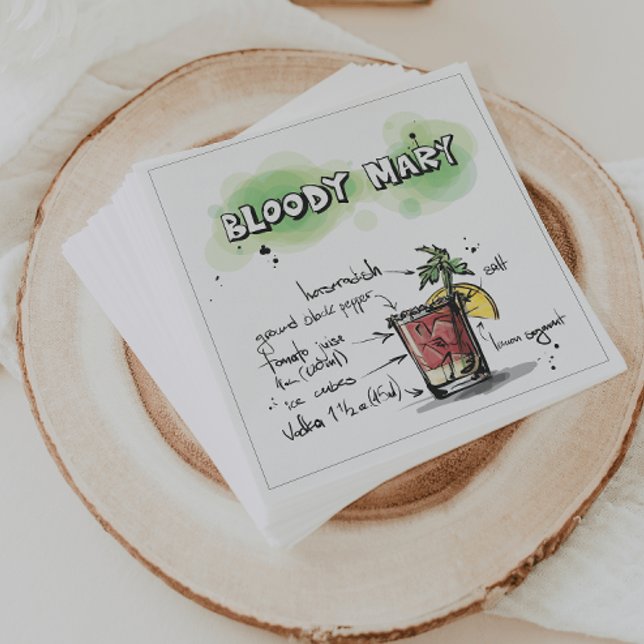 Bloody Mary Drink Recipe Cocktail Napkin Pappersservett (Skapare uppladdad)