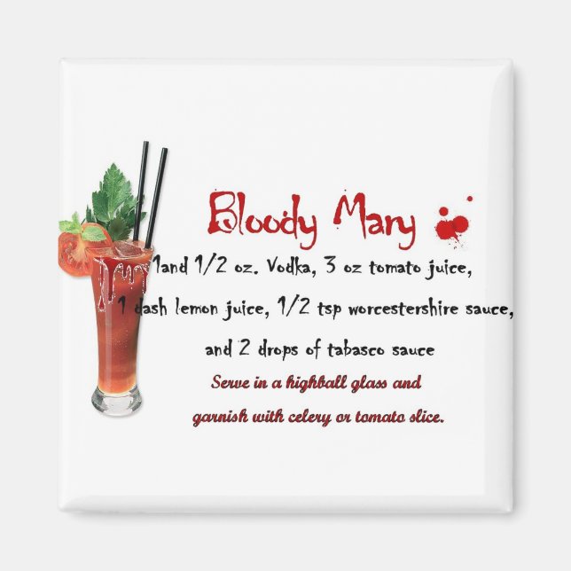 Bloody Mary Drink Recipe Magnet (Framsidan)