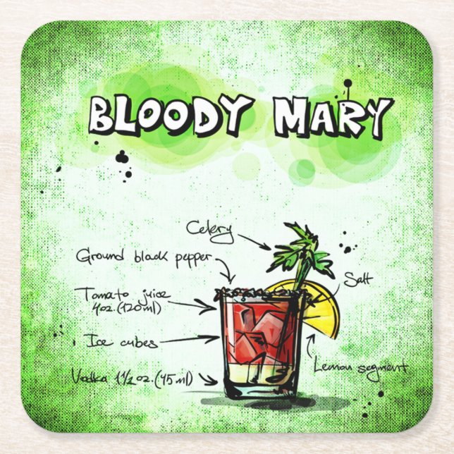 Bloody Mary Drink Recipe Underlägg Papper Kvadrat (Framsidan)