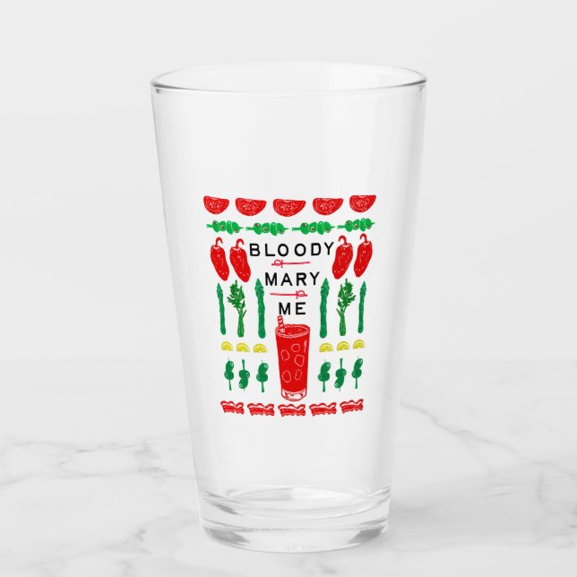 Bloody Mary Glass - Blockera utskrift Glaskopp (Framsida)