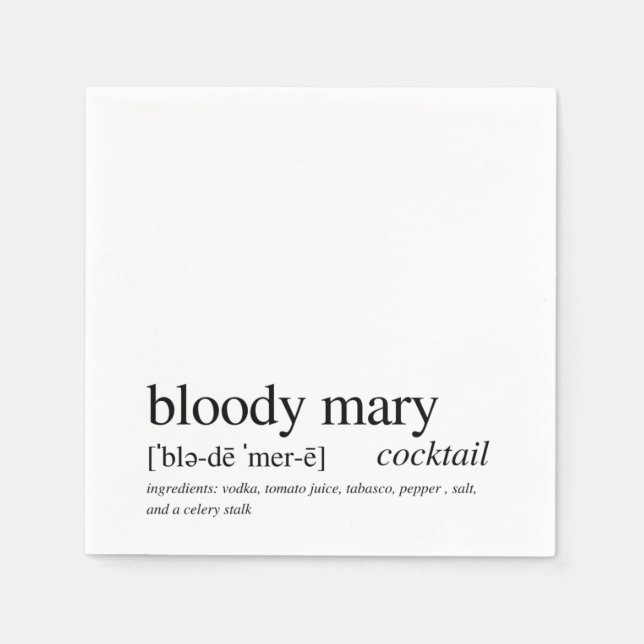 Bloody Mary Modern Quote Black Typography Cocktail Pappersservett (Framsidan)