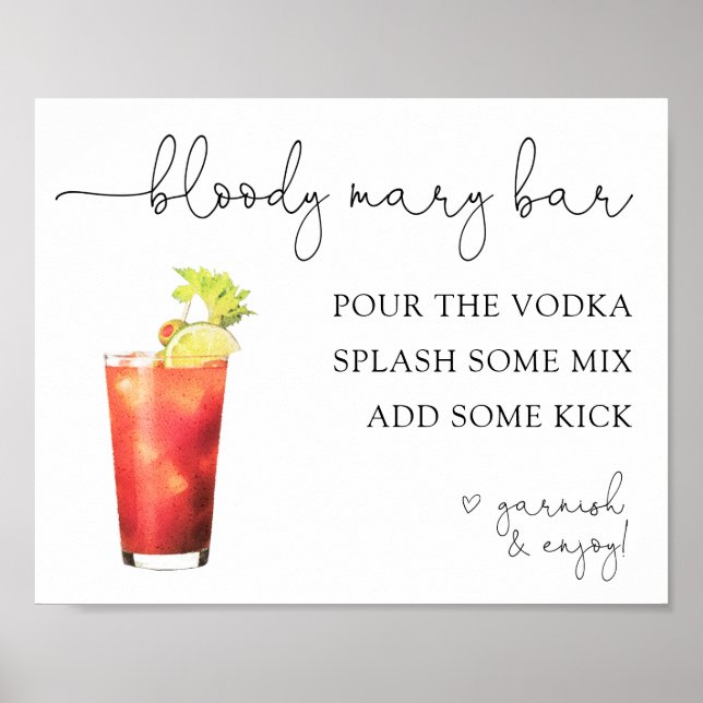 Bloody Mary Pub Drink Sign Poster (Framsidan)