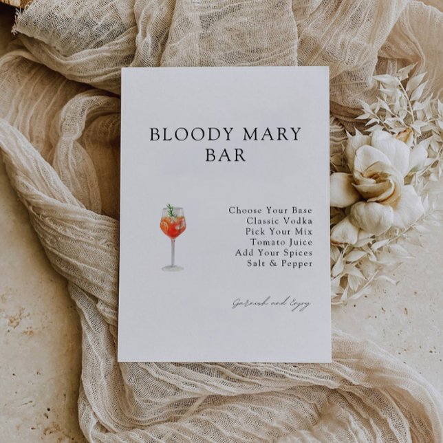 Bloody Mary Pub Inbjudningskort för möhippan (Bloody Mary Bar Bridal Shower Invitation)