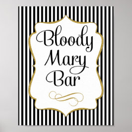 Bloody Mary Pub Sign Black Guld Poster