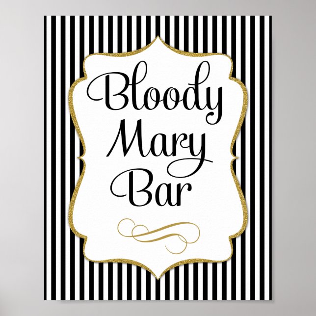 Bloody Mary Pub Sign Black Guld Poster (Framsidan)