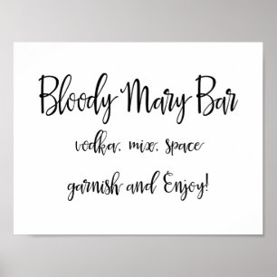 Bloody Mary Pub Sign Enkel calligrafi Poster