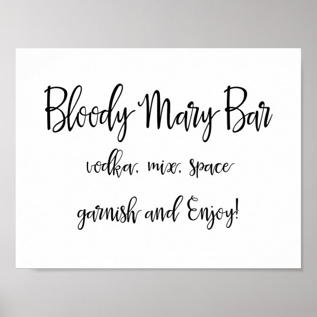 Bloody Mary Pub Sign | Enkel calligrafi Poster (Framsidan)