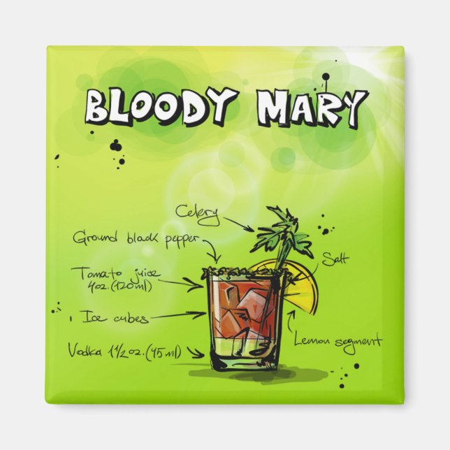 Bloody Mary Recipe - Cocktail Gift Magnet (Framsidan)