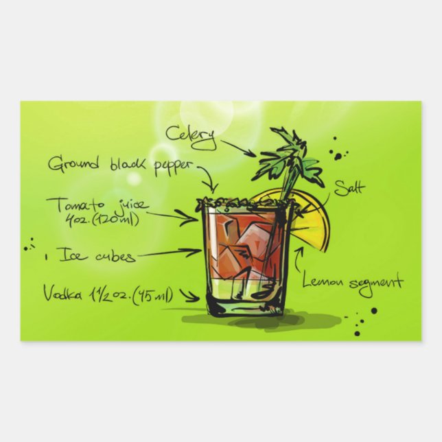 Bloody Mary Recipe Rektangulärt Klistermärke (Framsida)