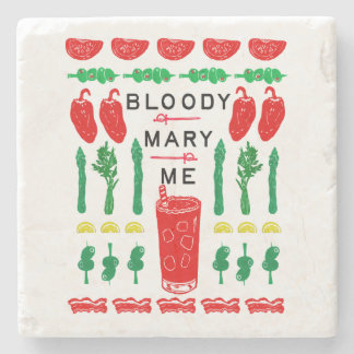 Bloody Mary Stone Drink Coasters - Linocut Stenunderlägg