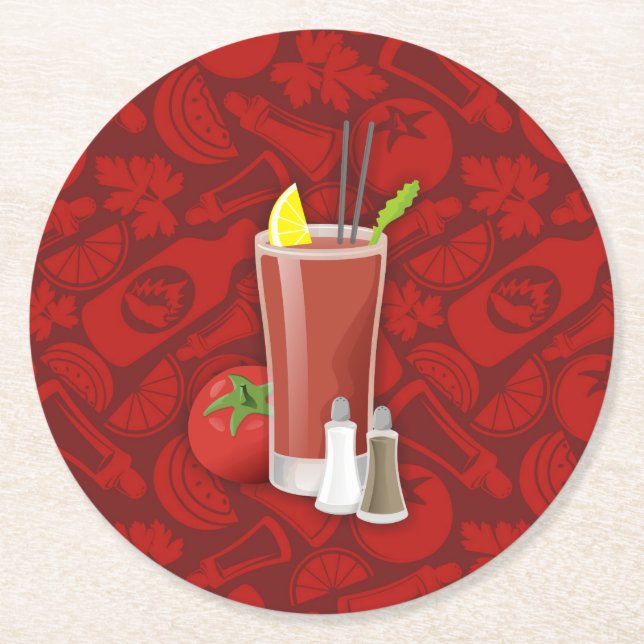 Bloody Mary Underlägg Papper Rund (Framsidan)