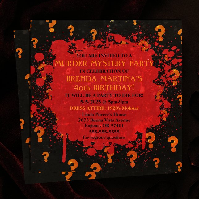 Bloody Murder Mystoppfest-inbjudan Inbjudningar (Bloody Murder Mystery Party Invitation
)