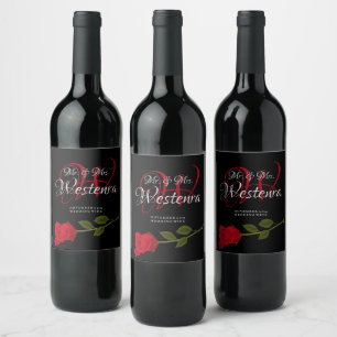 Bloody Ro elegant Black Gothic bröllop Vinflaska Etikett