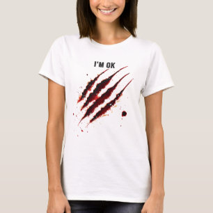 Bloody Shirt Jag är okej Blood Splatter Rippad Fun T