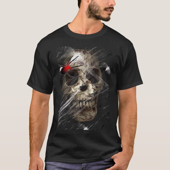 Bloody Skull Shirt - Gothic Spindelnät Graphic Tee (Framsida)