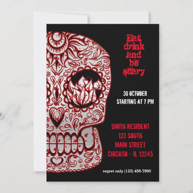 Bloody Sugar Skull Inbjudningar (Framsida)