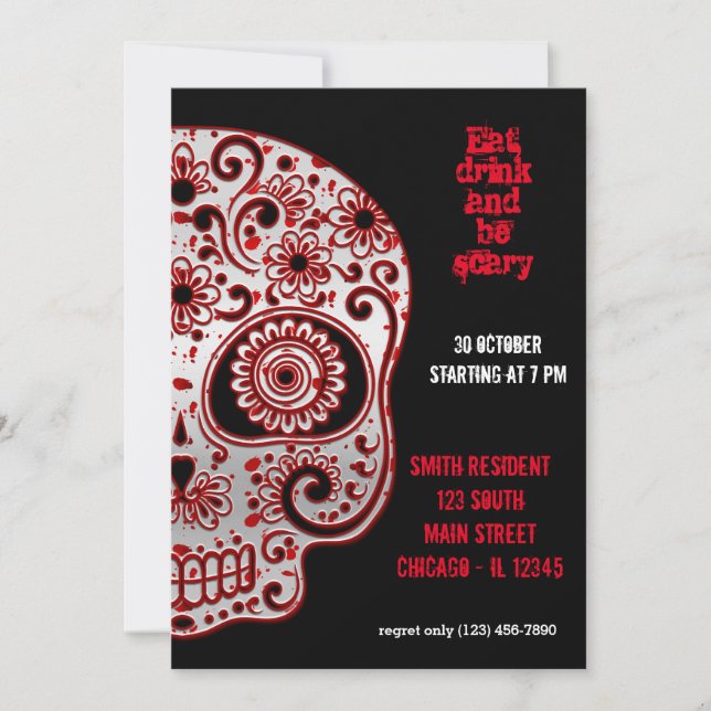 Bloody Sugar Skull Inbjudningar (Framsida)