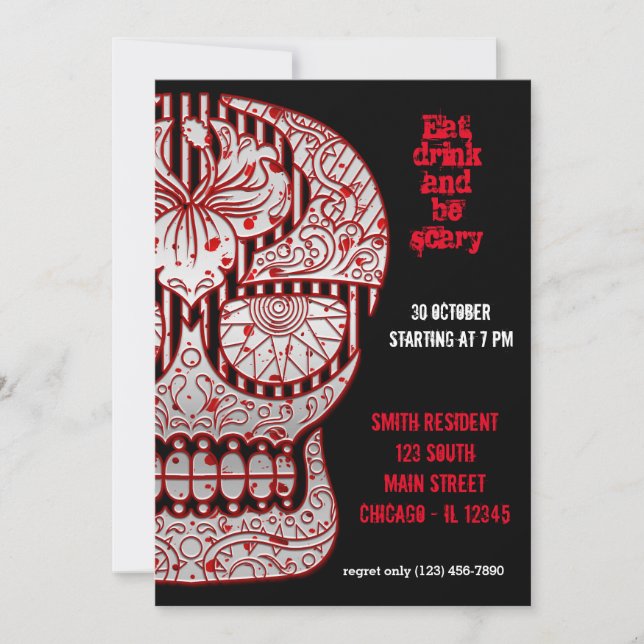 Bloody Sugar Skull Inbjudningar (Framsida)