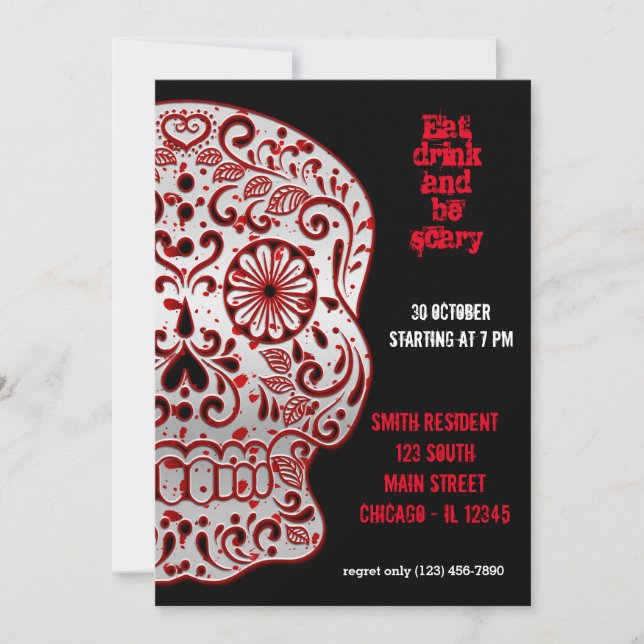 Bloody Sugar Skull Inbjudningar (Framsida)