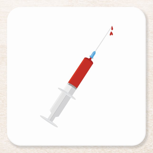 Bloody Syringe Underlägg Papper Kvadrat (Framsidan)