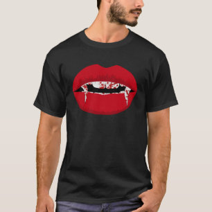 Bloody Vampire Lip Creepy Halloween Horror Costum T Shirt