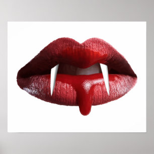 Bloody Vampire Red Lipstick Läppar Poster