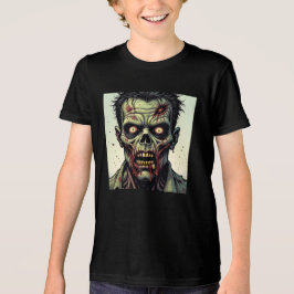 Bloody Zombie Ansikte Tecknad Pop Art Halloween T Shirt