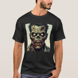 Bloody Zombie Ansikte Tecknad Pop Art Halloween T Shirt