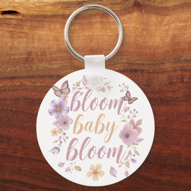 "Bloom Baby Bloom" Blommig fjärilskrans Nyckelring (Framsida)