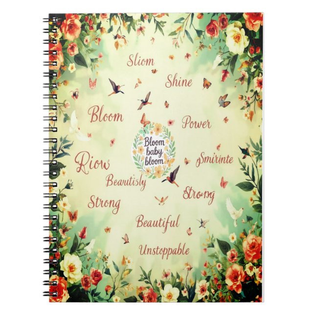 Bloom Baby Bloom - Floral Notebook Anteckningsbok (Framsidan)