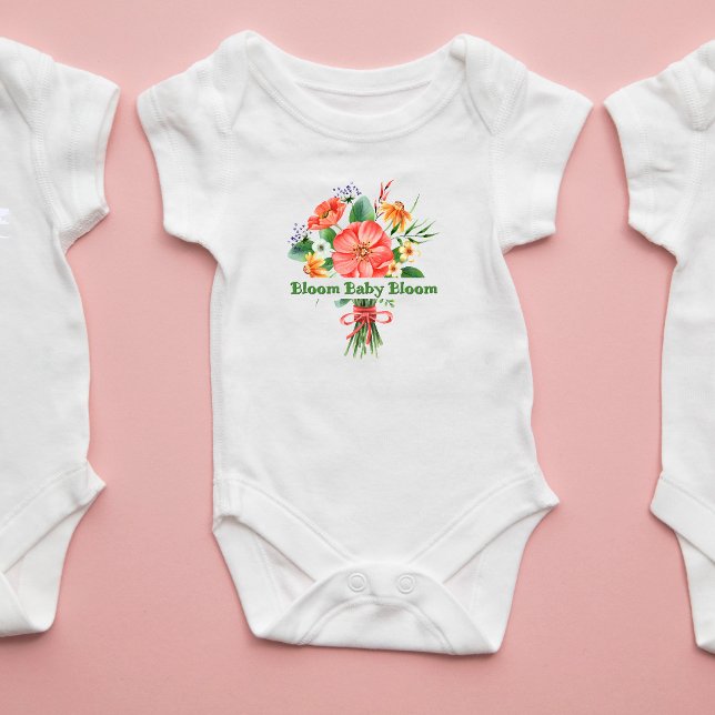 "Bloom Baby Bloom" Vattenfärg Blommig Bodysuit T Shirt (Skapare uppladdad)