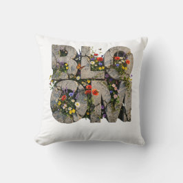 Bloom Betong Vildblomma Typografi Mental hälsa Kudde
