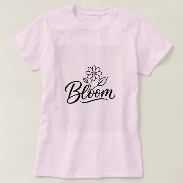 Bloom Blomma Minimalistisk Design T Shirt (Design framsida)