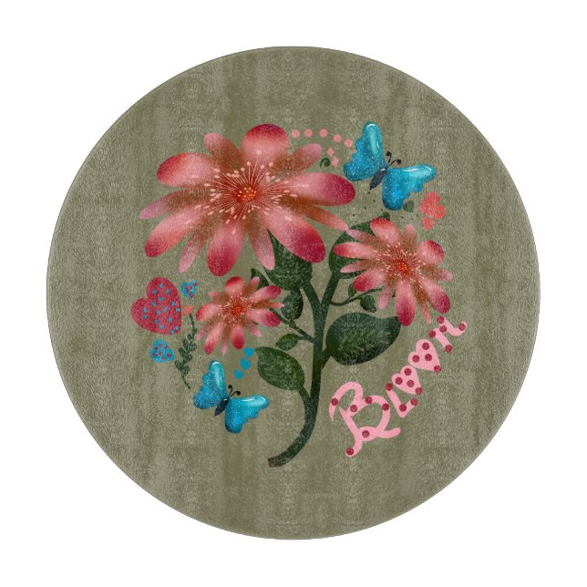 Bloom Blommig Fjäril Kärlek Design | Handritad  (Framsidan)