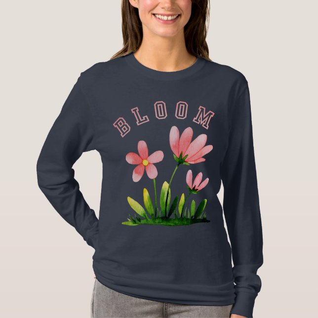 Bloom Blommig Långärmad T Shirt (Framsida)