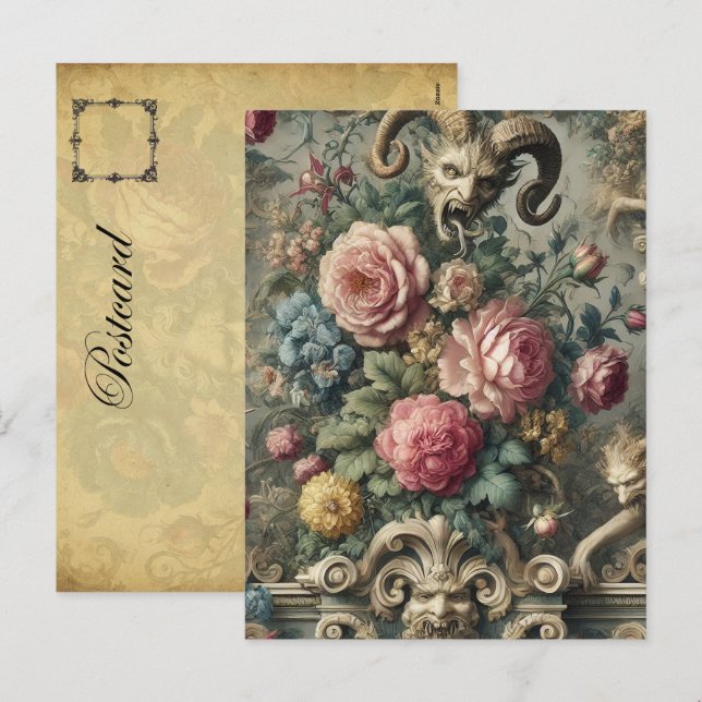 Bloom & Bone - Gothic Victorian Helg Vykort (Fram/baksida)