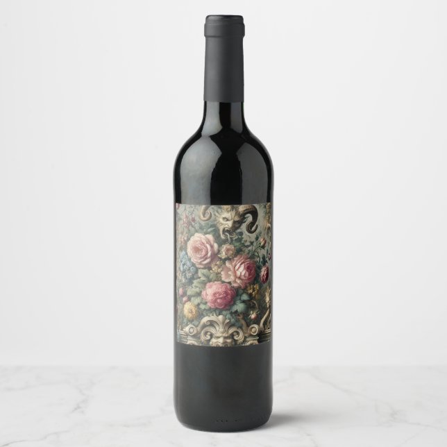 Bloom & Bone - Gothic Victorian Vinflaska Etikett (Framsida)