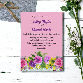 Bloom Botanical Boho Rustic Blommigt Bröllop Inbjudningar
