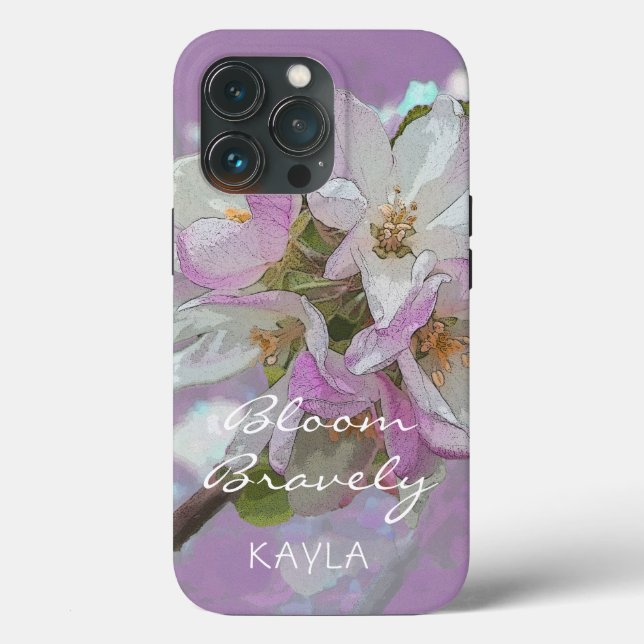 Bloom Bravely Rosa Apple Blommar Flower Fodral Mat (Baksida )