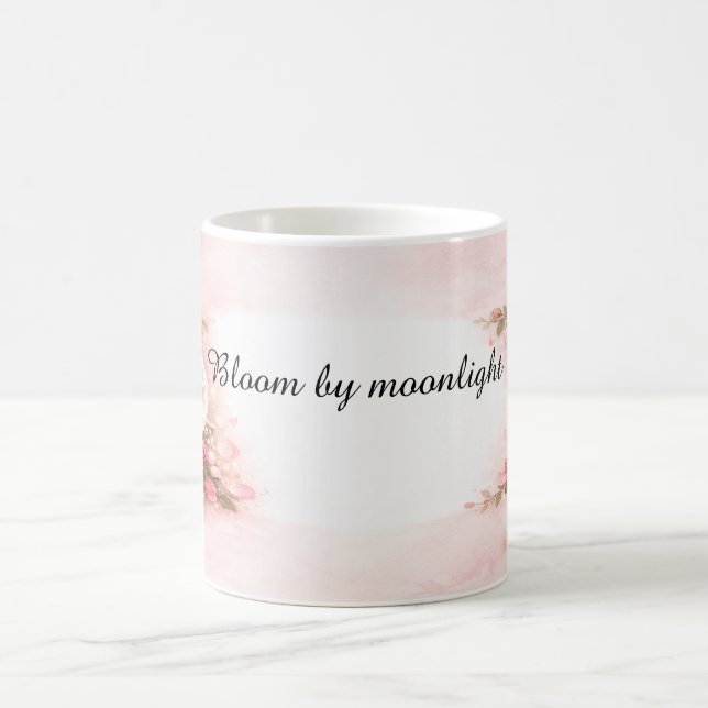 Bloom by Moonlight Pink Floral Moon Coffee Mug Kaffemugg (Center)