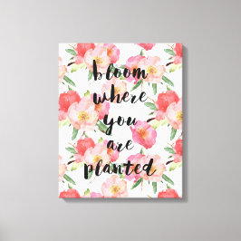 Bloom där du är planerad Blommigt för Rosa vattenf Canvastryck