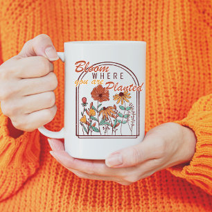 Bloom där du är planerad, Blommigt Wildblomma Kaffemugg