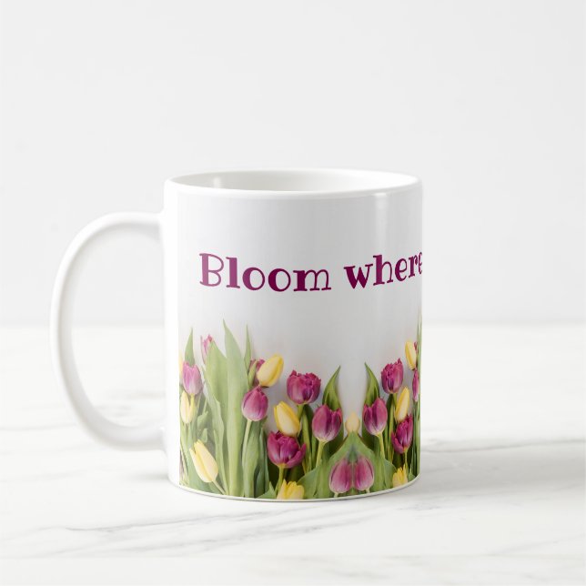 Bloom där du är planerad kaffemugg (Vänster)