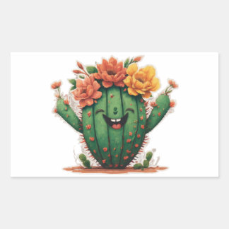 Bloom där du är planerad: leende Cactus Sticker Rektangulärt Klistermärke